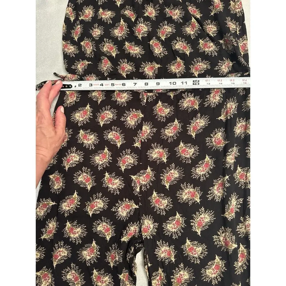 Ralph Lauren Denim & Supply Jumpsuit Black Floral Dark Whimsigoth Smocked Sz. M